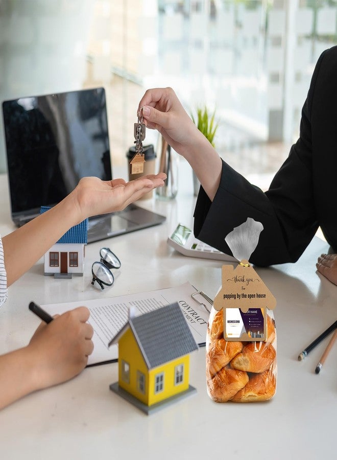 BLSUREFYX 66 Set Open House Gift Bags Real Estate Agent Supplies Including Kraft House-Shaped Thank You Tag Business Card Holder Popcorn Biscuits Goodie Bag for Client Realtor Estate Agent Present Favor - Image 3